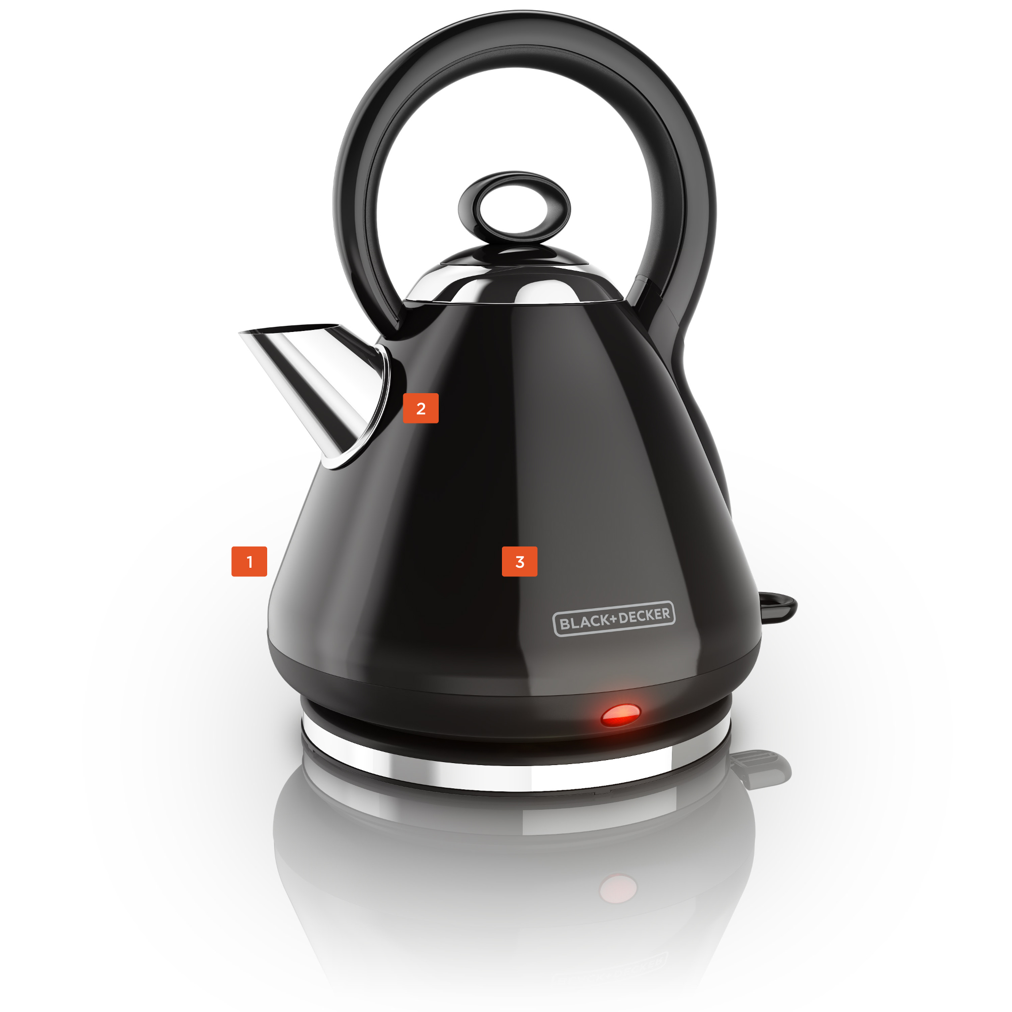 Black electric outlet tea kettle